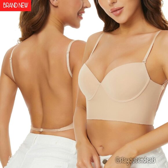 Seamless Low Back Multiway Bra Lightly Lined Demi Cup Adjustable Straps